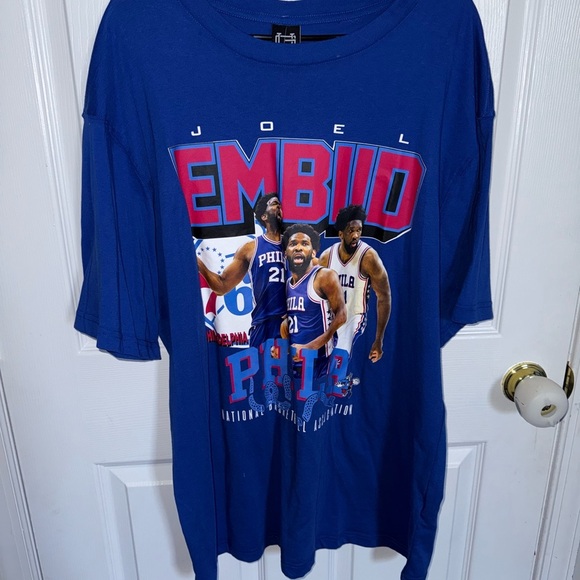 Philadelphia 76ers Blue Joel Embiid Graphic T-Shirt - Picture 1 of 4